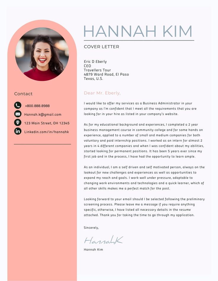 Mẫu cover letter bằng tiếng Anh 