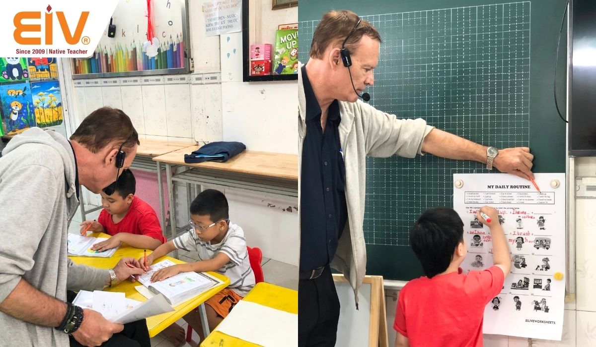 Thầy Mike công tác tại trung tâm luyện chữ đẹp Hoa Tâm Việt