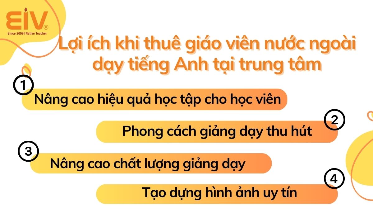 Lợi ích khi thuê giáo viên nước ngoài dạy tiếng Anh tại trung tâm